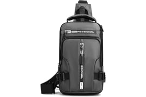 FANDARE Sac Poitrine Sacoche Bandoulière Homme Sacs à Dos porté Travers avec Port de Chargement USB Sacs à Dos de randonnée Sac d'Epaule pour Voyage Sports Travers Moto Sling Bag Grau