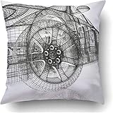 Roman Lin Housse De Coussin,Taie d'oreiller,Ligne Modèle 3D Voitures Moteur Technologie De Fil De Rendu Invention Graphic Mesh Home Sofa Decor,Housse De Coussin Décorative,18X18Cm