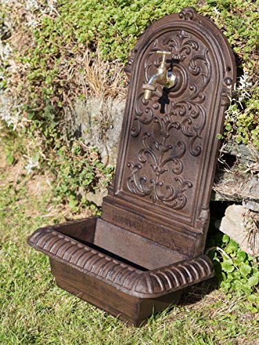 Brunnen 66cm Waschbecken Eisen Braun Wandbrunnen Garten antik Stil fountain - 2