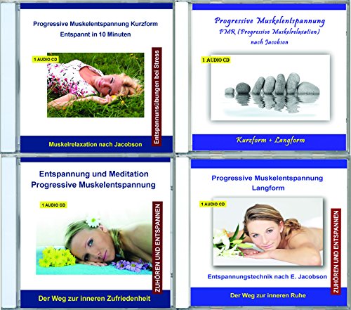 Preisvergleich Produktbild 4er CD-Pack: Progressive Muskelentspannung nach Jacobson - Muskelrelaxation, Stressabbau, PMR - Entspannung für Kinder, Jugendliche und Erwachsene