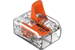 WAGO anslutningsklämmor 221–412 | 2-polig, upp till 4 mm², COMPACT kabelkontakt med spak för alla ledartyper över hela världen, bekräftad användningssäkerhet, 16 stycken
