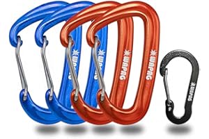 WAPAG Mosquetón, resistente y ligero, 1200 kg, aluminio en forma de D, para camping, senderismo, aire libre, hamaca, pequeño mosquetón para llavero