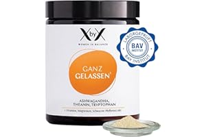 ‎XBYX XbyX® Ganz Gelassen 90 g | 30 Portionen | Für mehr Gelassenheit & mentale Balance im Alltag | Adaptogen Ashwagandha, Tryptophan & Theanin aus Grüntee-Extrakt | Hormonfrei | Ohne Soja | Aus Deutschland