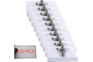 FORTSPANG 100 Badges, Badges Transparents Avec Clip et épingle, Porte-Badges, Pour l'école, Le Bureau, l'entreprise