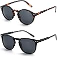 ZENOTTIC 2 Paia Occhiali da Sole Polarizzati per Uomo Donna Retro Vintage Rotondi Quadrati Protezione UV400 Unisex