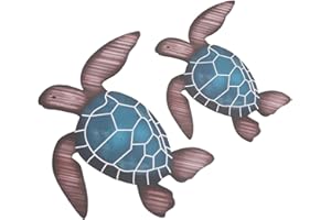 CREATCABIN 2 décoration Murale en Bois en Forme de Tortue de Mer Décoration Murale à Suspendre sur Le Thème Plage, L'Océan, Tortue Vintage Côtière pour Maison,Le Lac,Salle Bain