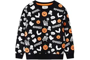 LYZOURBB Toddler Boy Girl Halloween Jumper, Unisex Kids Halloween Pumpkin Spooky Pullover Jumper Sweatshirts for 1-7Years