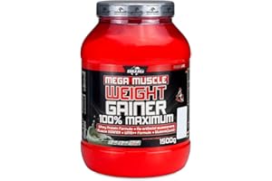 BODYWORLDGROUP BWG Mega Muscle Weight Gainer 100% Maximum, Muscle Line, Mega Cookies und Cream, Dose mit Dosierlöffel, 1er Pack (1 x 1500g)
