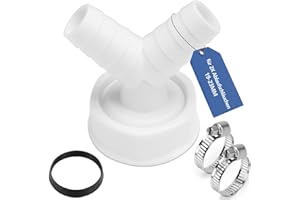 BHHTBB Geschirrspüler waschmaschine abfluss adapter Doppelanschluss Y 1 1/2 zoll, Waschmaschinenanschluss Adapter für Rohr Ø40 mm, Eingang Ø19-23 mm mit Schlauchschelle für Geschirrspüler Trockner