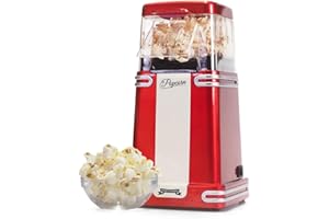 Gadgy Popcorn Machine - Retro Popcorn Maker - Hot Air Popcorn Popper - Fat Free Oil Free Gourmet Popcorn - Healthy Snack