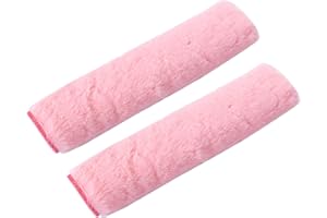 FUYOAL 2 PCS Seat Belt Pads, Seatbelt Strap Cover Soft Faux Big Rabbit Fur Car Seat Belt Covers Comfort Car Harness Pads Protect Shoulder Neck Padding for Kids, Adults(Pink)