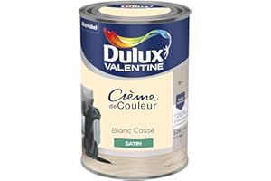 Dulux Valentine Crème de Couleur - Peinture multi-supports intérieure - Satin Blanc Cassé 1,25 L