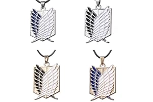 LUPSTY Roexboz 4 Piezas de alas Colgantes Wings of Freedom, 4 Piezas de Collar de Ataque a los Titanes, Colgante de Anime japonés, Collar de Cuerpo de encuesta, Regalo del día de San Valentín