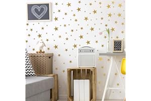 KAIRNE 124 Pièces Sticker Mural Étoile Dorée,Autocollant Muraux Doré Étoile Scintillante,Ciel Étoilé Autocollant Decoratif Murale pour Chambre d'enfant Bébé Chambre Couloir Salon Salle de Cours Décor