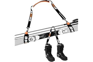 Mellbree Ski Straps for Carry, Ski Carrier Strap for Snowboard, Pole and Boot Carry Sling Straps with Cushioned Shoulder Adjustable for Family Men Women & Kids Skiing Gear Equipment Accessories Gifts