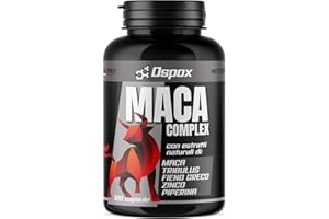 Ospox Maca Peruviana Nera con Tribulus Terrestris 120 Capsule (4 mesi) - Complex Radice di Maca Nera, Tribulus, Fieno Greco, Zinco e Piperina