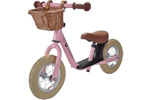 ‎BANDITS & ANGELS Bandits & Angels Laufrad aus Metall mit Weidenkorb mit Trittbrett ab 2 Jahren – Lauflernrad – Verstellbarer Sattel 29 bis 39 cm – Für Jungen und Mädchen – Niedriger Einstieg