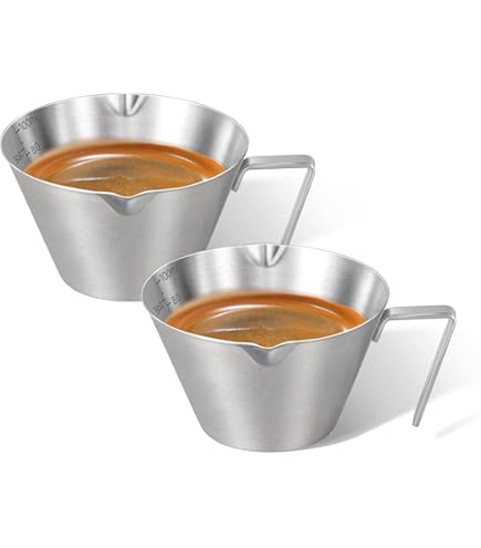 RETON Espresso Messbecher Set - 4 Edelstahl Becher 100 Ml Mit Skala Für
