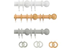 RTS RUFF & TUFF STUFF BUILD TO LAST RTS Wooden Curtain Pole – Fixed Length Door Curtain Pole – Premium Quality Bay Window Curtain Pole, Curtain Pole for Doors, Windows and Eyelet Curtains (Grey, 120 cm)