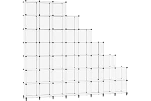 HOMIDEC Système d’étagères de rangement, en plastique, 40 cubes, modulaire, armoire pliante, enfichable, séparateur pièce, organisateur vêtements, chaussures, jouets, livres, pour chambre à coucher