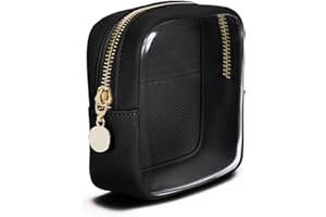 WANDERING NATURE Przezroczysta kosmetyczka do torebki, mini kosmetyczka do makijażu, mała kosmetyczka dla kobiet, mała kosmetyczka z wsuwanymi kieszeniami, ekologiczna skóra wegańska (zgłoszona do opatentowania),