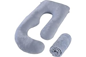 SLIGUY Funda de almohada de embarazo en forma de G, funda de almohada de repuesto de 57 pulgadas, utilizada para almohadas de maternidad, tela elástica de doble cremallera, súper suave, tipo universal