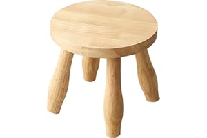 Yier Mei Mushroom Shaped Creativity Solid Wooden Stool, 24cm H Wood Plant Stand Indoor Step Stool for Kids Adults Living Room,Bathroom, Kitchen, Office, Garden, Fishing(Wood Color)