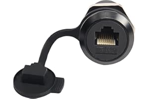 QIANRENON Adattatore schermato RJ45 per montaggio a pannello, Cat6A RJ45 8P8C femmina a femmina, connettore di fissaggio filettato presa di rete, con copertura impermeabile e antipolvere