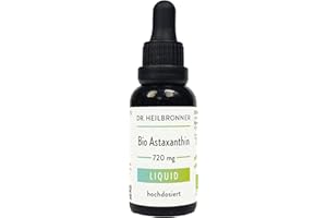 ‎DR. HEILBRONNER BIO Astaxanthin Tropfen - Hochdosiert – 30 ml = 720 Tropfen - 1 mg pro Tropfen - Vegan - Liposomal – aus Mikroalgen – 2mg 4mg 8mg Astaxantin pro Tagesdosis - für Kinder - flüssig - liquid