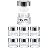 Afracam Mini Şeffaf Cam Kavanoz, 10 ml Hacimli, Sızdırmaz Aynalı Kapaklı, Krem ve Kozmetik Saklama Kutusu, Lip Balm 6 Adet