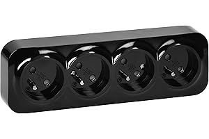 Miratic Bloc Prise Murale 4 x 2P+T 16A / 230VAC IP20 Version Francaise Prise en Saillie pour Montage Mural en Interieur Prises électriques Standard Murales avec Finition Brillante