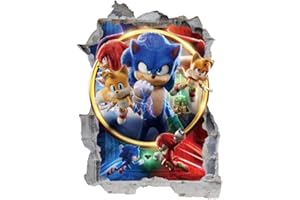 QUEENWIFF Sonic Wall Decals Sticker,Children Cartoon Bedroom Background Wall Decoration Self Adhesive Wall Sticker,Hedgehog Video Game Sticker Birthday Party Supplies