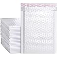 50 Pcs Bubble Mailers, Poly Bubble Mailers Waterproof Padded Envelopes Self Seal Shipping Bags,with Bubble Cushioning Wrap for Shipping and Packaging，(White,11cmx15cm+4cm)