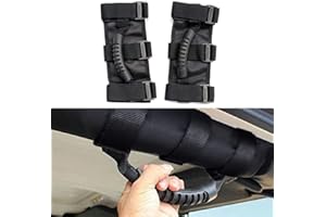 AUOVO MLING Poignées Grab Heavy Duty Illimité Roll Bar Poignées Compatible pour Wrangler YJ TJ CJ JK JL JLU Lot de 2 (Noir)