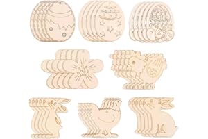 Tsathoggua 40 Piece Easter Decorations Craft, Easter Wooden Eggs for Hanging Easter Decoration Craft, Unfinished Easter Wooden Eggs, Easter Decor, Easter Arts and Crafts Kids, Easter Tree Decor