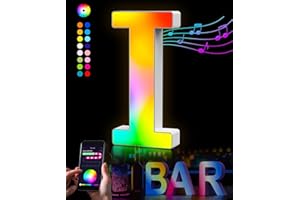 Kimimara Luminous Letters Alphabet – Luminous LED Letter Lamp RGB App Controllo Lights Letter Operator USB for Receptions Party Wedding Christmas Home Bar Decoration (I)