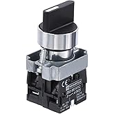 QUARKZMAN 22 mm 3 Position Selector 2 NO 10A Black | Maintained Rotary Selector Switch Push Button, ZB2-BE101C, for Replaceme