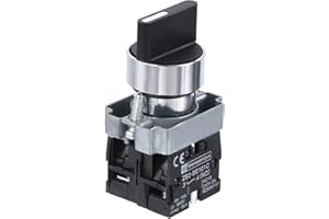 QUARKZMAN Sélecteur 3 Positions 22 mm x 1 Pièce 2 NO 10 A Bouton Poussoir de Sélection Rotatif Maintenu ZB2-BE101C pour Remplacement, [Noir]