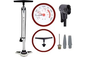 VeloChampion Premium Bike Track/Floor Pump - Dual Head - High Pressure Gauge200 PSI Max Inflation. Suitable for Presta (SV) Schrader (AV)
