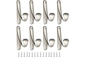Lxoraziy 8 Pezzi Gancio Appendiabiti da Parete, Metallo Gancio, con 16 viti, Gancio Appendiabiti, per Cappotto, Cappello, Chiave(Argento)