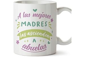 MUGFFINS Tazas para ABUELA - En Español - Mejores Madres Ascienden Abuelas - 11 oz / 330 ml - Regalo original y divertido
