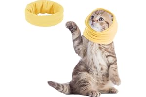 EASY JOY Pattepoint Snood per Piccolo Cani e Gatto per Toelettatura, Scaldacollo e Orecchie, Protezione per le Orecchie per Alleviare l'ansia e Calmante, Felpa con Cappuccio, Giallo S