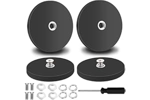 Cveenk 4 Stück Neodym Magnete Gummiert, Ø 66mm Gummi Runde Magnete Anti-Rutsch,30kg Starke Magnete mit M6 Gewinde für Fahrzeuge Lampen Instrumente und Geräte