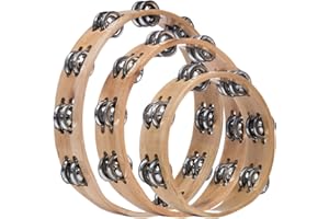 Candora Tambourine 3 pcs Handmade Wood Headless Tambourine Set of 6"+8"+10"