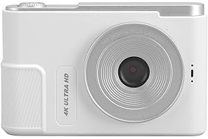 ANNADUE Aparat Cyfrowy, Ulepszony Aparat Cyfrowy 48 MP 4K z Ekranem 2,4 Cala, ładny Cyfrowy Aparat Typu „wskaż i Zrób zdjęcie” z 16-krotnym Zoomem Przeciwwstrząsowym dla Chłopców i (WHITE)