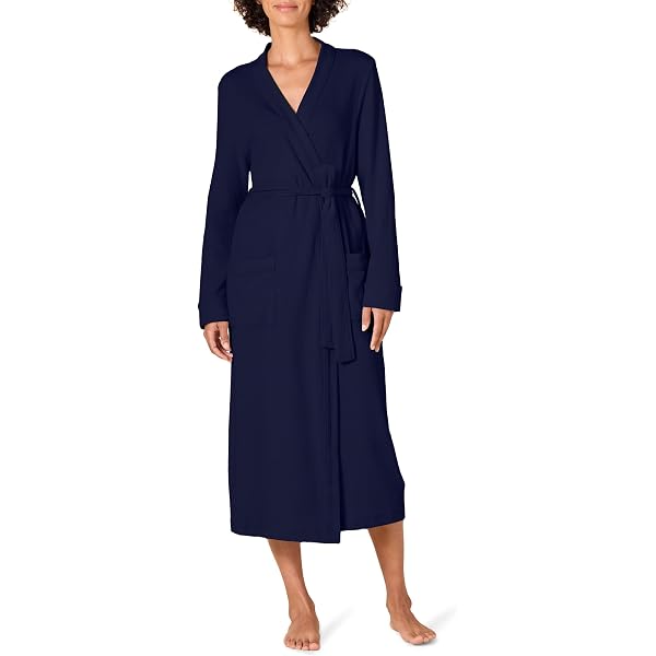 Ladies Cotton Jersey Dressing Gown Long Dressing Gown Size 10-22, Blue, Small Fashion