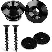 Boutons De Verrouillage Pour Sangle De Guitare - Lot De 6 (Or, Argent, Noir) - Avec Vis Et Joints Caoutchouc - Compatible Guitare, Basse, Ukulélé