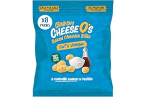 CheeseO's - Knusprig Gepufft Käse Snacks - Salt & Vinegar Multipack 40g (Pack of 8) - Keto Snack - Proteinreich - Vegetarisch - Glutenfrei - käse chips - Gesunder snacks, gebacken und lecker