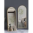 Floor And Full Length Mirrors Large Size 160 * 50cm Arched Large Standing Dressing Mirror Hanging Leaning Against Wall Mounted Mirror with Stand for Bedroom (GOLD)