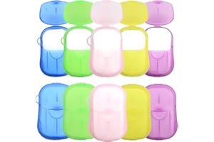CIOUYAOS 10 Boxes (500 sheets) Portable Hand Soap Flakes, Travel Paper Soap Sheets for Hand Washing, Disposable Laundry Clothes Soap Leaves for Traveling Hiking Campin